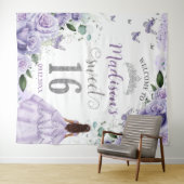 Zoete 16 Paarse Rozen Bloemige Prinses Welkom Wandkleed (In Situ (horizontaal))