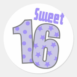 Zoete 16 (Paarse Stippen en sterren) Ronde Sticker