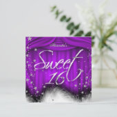 Zoete 16 Paarse veren 16e verjaardag Kaart (Staand voorkant)