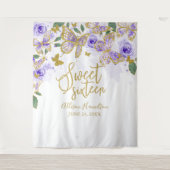 Zoete 16 Paarse Vlinders Bloemstuk Achtergrond Wandkleed (Voorkant)