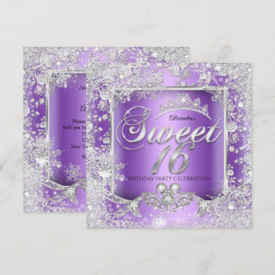 Zoete 16 Paarse Zilveren Tiara Winter Wonderland Kaart