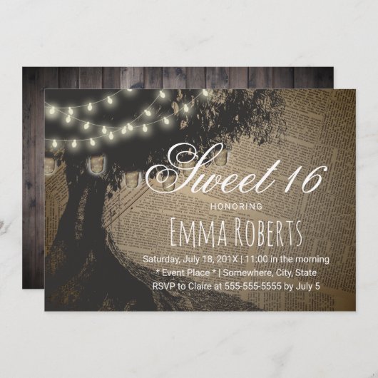 Zoete 16 pagina met tekenreekslampjes Oude pagina Kaart (Voorkant / Achterkant)