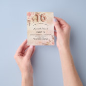 Zoete 16 pampas gras roos Gold budget uitnodiging Flyer (Hand)