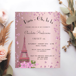 Zoete 16 Paris blush roze Eiffel budget uitnodigin Flyer