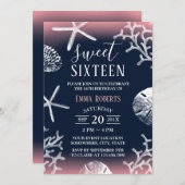 Zoete 16-partijenstrand koraalrif stervis marinebl kaart (Voorkant / Achterkant)