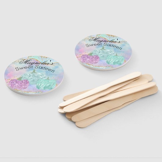 Zoete 16 Party Pompoen Pastel Glitter Glam Handwaaier (Niet-gemonteerd)