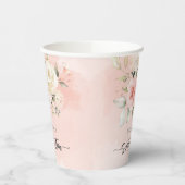 Zoete 16 Pink Floral Birthday Party Papieren Bekers (Links)