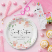 Zoete 16 Pink Floral Birthday Party Papieren Bordje (Feest)