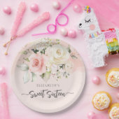 Zoete 16 Pink Floral Birthday Party Papieren Bordje (Feest)