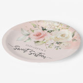 Zoete 16 Pink Floral Birthday Party Papieren Bordje (Gekanteld)