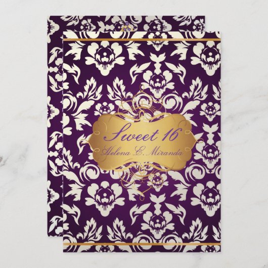 zoete 16 / prinses / parelmoerasdop / pruimen kaart (Voorkant / Achterkant)