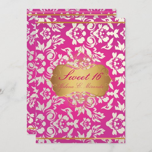 zoete 16/ prinses/ parelmoerasje/-roze kaart (Voorkant / Achterkant)