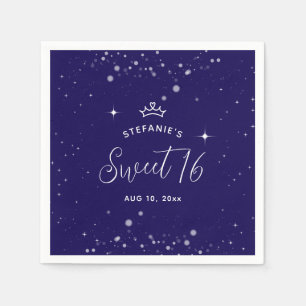 Zoete 16 Prinses Tiara Kroon Marineblauw Verjaarda Servet