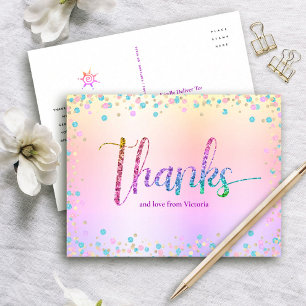 Zoete 16 Regenboog Glitter Ombre Verjaardag Bedank Briefkaart