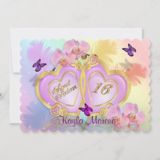 Zoete 16 Regenboog voor uitnodiging (Voorkant)