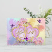 Zoete 16 Regenboog voor uitnodiging (Staand voorkant)