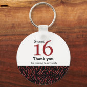 Zoete 16 rode glitter sleutelhanger (Voorkant)