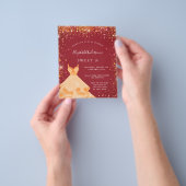 Zoete 16 rode gouden jurk budget uitnodiging flyer (Hand)