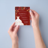 Zoete 16 rode gouden witte jurk, uitnodiging tot h flyer (Hand)