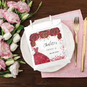 Zoete 16 rode jurk bloemen wit bedankzakje