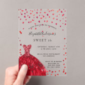 Zoete 16 rode jurk harten helder acryl uitnodigingen (Insitu (Draagbaar))