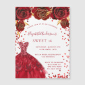 Zoete 16 rode witte jurk luxe magnetische uitnodiging (Voorkant)
