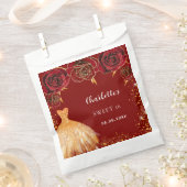 Zoete 16 rood gouden jurk bloemen bedankzakje (Geknipt)