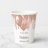 Zoete 16 roos goud glitter wit 16e verjaardag papieren bekers (Achterkant)