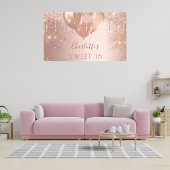 Zoete 16 roos gouden glitter-monogram verjaardag spandoek