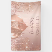 Zoete 16 roos gouden glitter-monogram verjaardag spandoek (Verticaal)