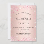 Zoete 16 roos goudroze glitter glamoureus kaart (Voorkant)