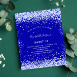 Zoete 16 royal blue flyer-uitnodiging flyer<br><div class="desc">Let op: deze uitnodiging is op flyer paper en erg dun. Enveloppen zijn niet inbegrepen. Ga naar onze winkel voor nog meer dikkere uitnodigingen (hetzelfde ontwerp). Een moderne, stijlvolle en glamoureuze uitnodiging voor een Sweet 16, 16e verjaardagsfeestje. Een koninklijke blauwe achtergrond, versierd met faux glitter sparkles. Personaliseer en voeg jouw...</div>