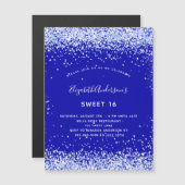 Zoete 16 royal blue luxe magnetische uitnodiging (Voorkant / Achterkant)