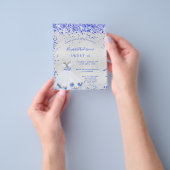 Zoete 16 royal blue Silver budget uitnodiger flyer (Hand)