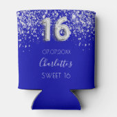 Zoete 16 royal blue zilver glitter stofnaam blikjeskoeler (Achterkant)