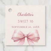 Zoete 16 roze boog ivoor DIY Bedankjes Labels (Voorkant)