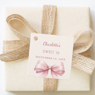 Zoete 16 roze boog ivoor DIY Bedankjes Labels