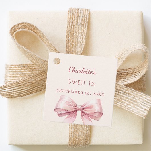 Zoete 16 roze boog ivoor DIY Bedankjes Labels