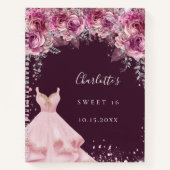 Zoete 16 roze bugundy bloemjurk gastboek notitieboek (Voorkant)