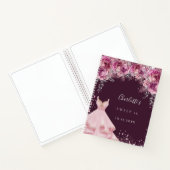 Zoete 16 roze bugundy bloemjurk gastboek notitieboek (Binnen)