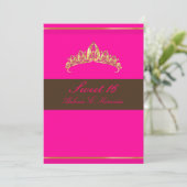 Zoete 16/ roze chocolade tiara kaart (Staand voorkant)