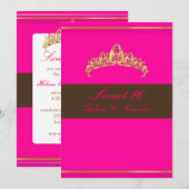 Zoete 16/ roze chocolade tiara kaart (Voorkant / Achterkant)