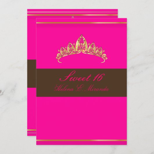 Zoete 16/ roze chocolade tiara kaart (Voorkant / Achterkant)