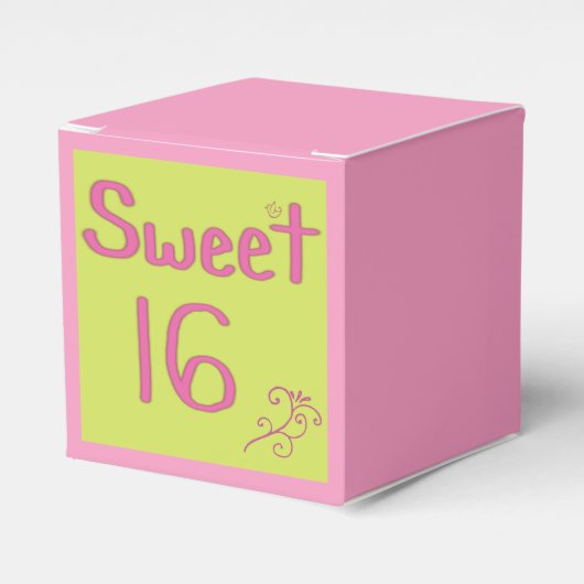 Zoete 16 Roze en Lime Bedankdoosjes (Voorkant Zijde)