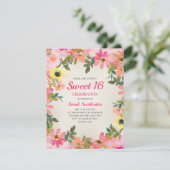 Zoete 16 roze gele Waterverf bloemen Kaart (Staand voorkant)