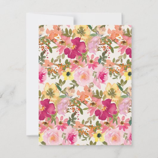 Zoete 16 roze gele Waterverf bloemen Kaart (Achterkant)