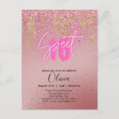 Zoete 16 Roze Glitter Folie Meisjesachtige Moderne Briefkaart (Voorkant)