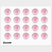 Zoete 16 Roze Glitter Folie Vrouwelijke Moderne Ro Ronde Sticker (Vel)