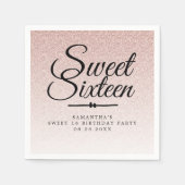 Zoete 16 Roze Glitter Ombre Aangepaste 16e Verjaar Servet (Voorkant)