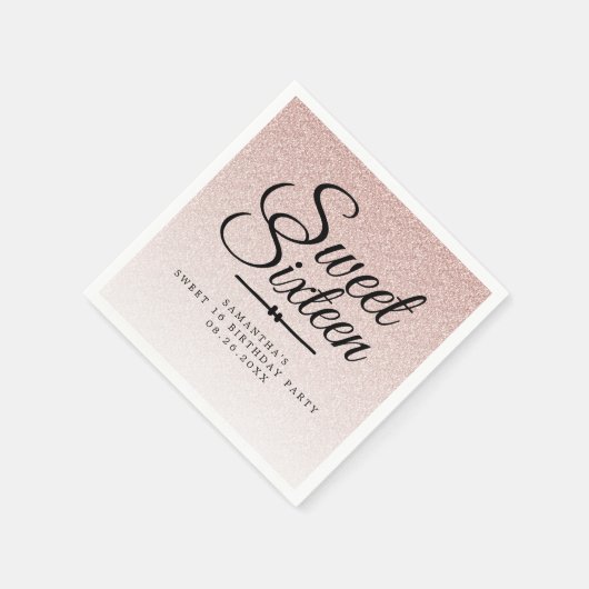 Zoete 16 Roze Glitter Ombre Aangepaste 16e Verjaar Servet (Hoek)